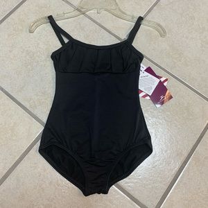 Child’s 6X-7 Dri Fit Black Dance Or Gymnastics Bodysuit Leotard NWT